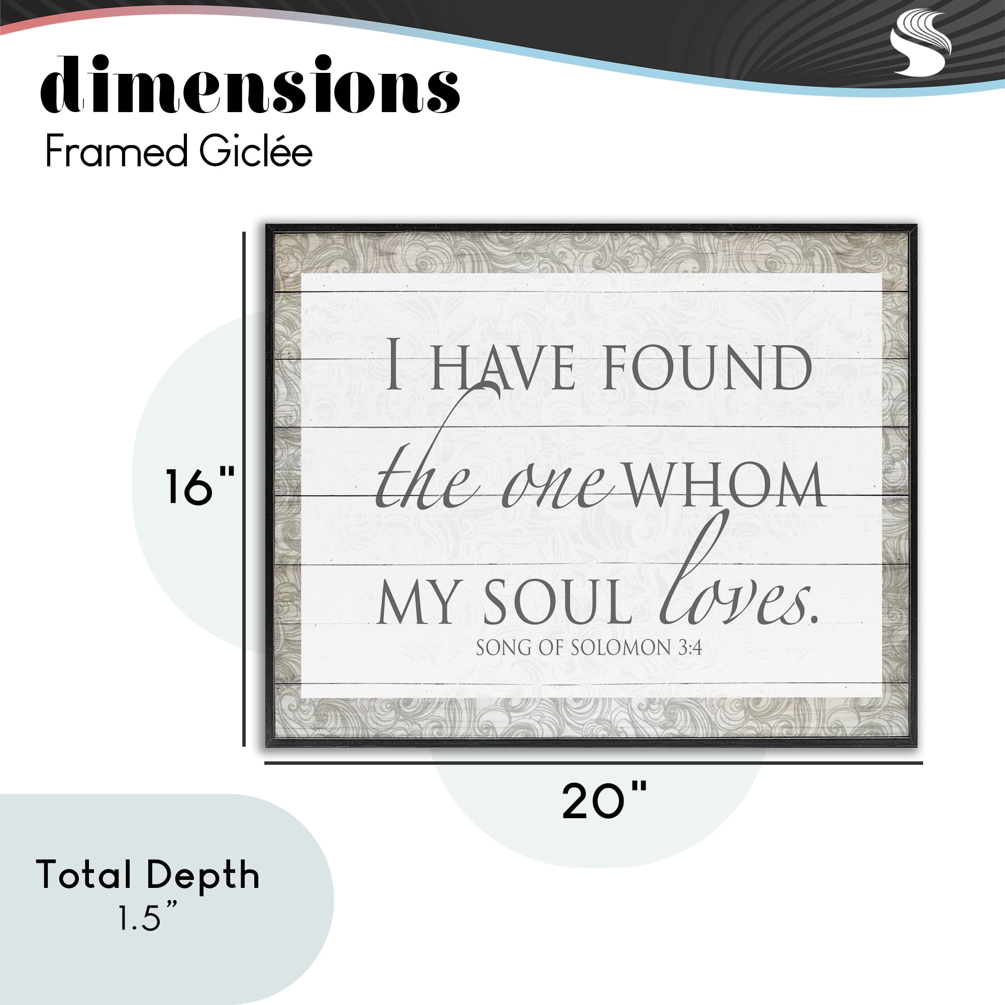 Stupell Industries The One Whom My Soul Loves Black Framed Giclee Art, design by SD Graphics Studio