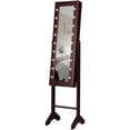 thumbnail image 1 of Patiojoy LED Lighting Mirrored Jewelry Cabinet Armoire Free Standing Dressing Organizer Coffee, 1 of 10