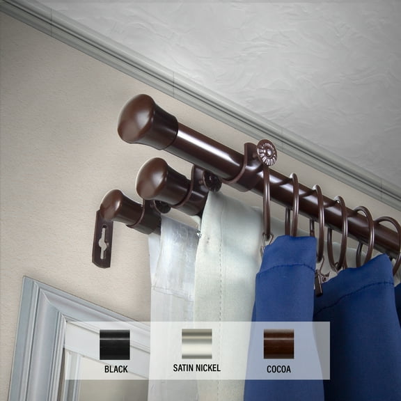 Domovina 13/16" Triple Curtain Rod-Color:Cocoa,Size:28-48"