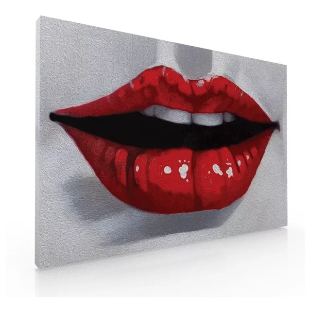 Cuadro Decorativo Canvas Para Sala Labios Rojos
