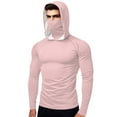 thumbnail image 3 of Aboser UPF 50+ Rash Guard Long Sleeve Workout Hoodies Athletic Bodybuilding Sun Shirts SPF UV Protection Shirt Plus Size Mask Hooded Tops Pink XL, 3 of 9