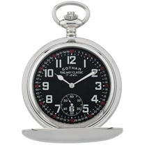 Gotham Men's Silver-Tone Railroad Dial Double Hunter 17 Jewel Mechanical Pocket Watch # GWC18806SB
