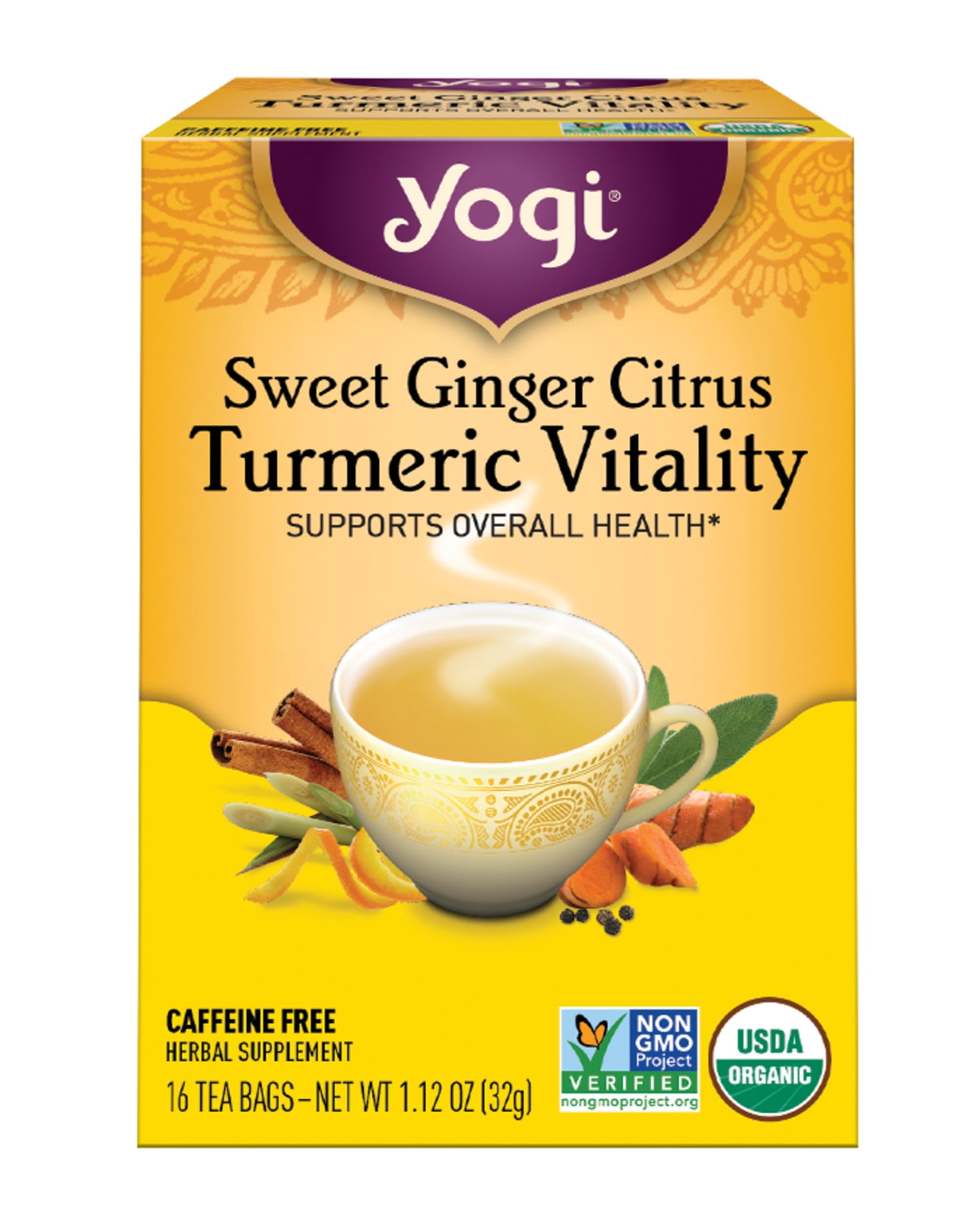 Yogi Tea, Herbal Tea Bags, Sweet Ginger Citrus Turmeric Vitality