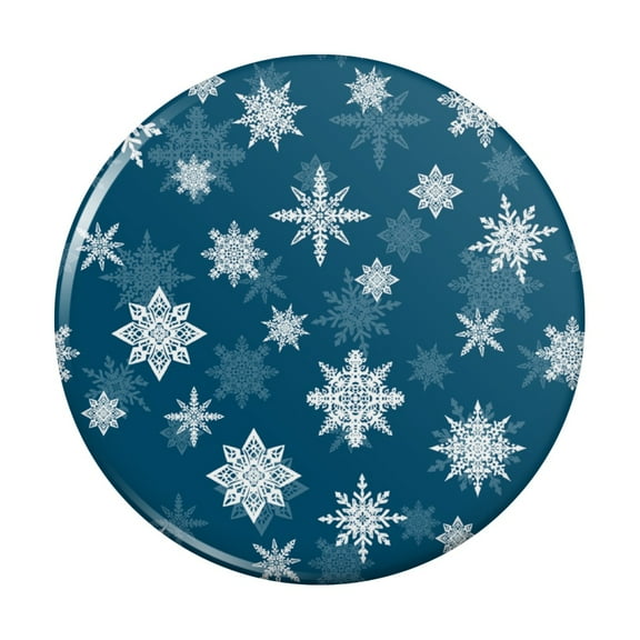Snowflakes on Blue Tile Pattern Kitchen Refrigerator Locker Button Magnet