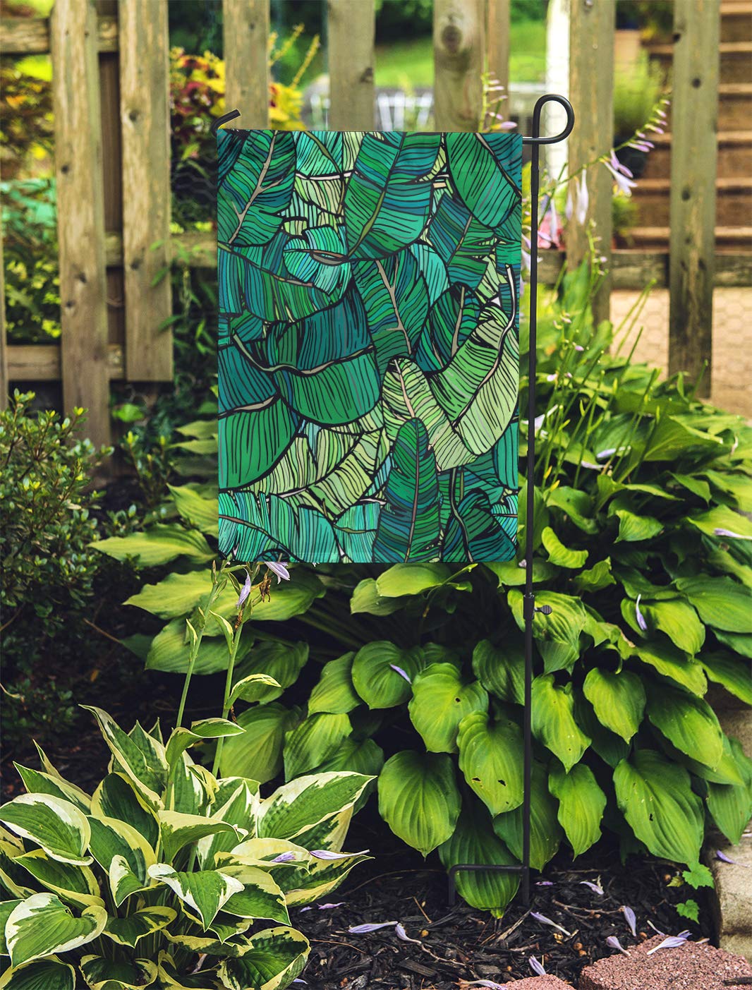 LADDKE Pattern Banana Tree Leaves Green Colourful Palm Retro Leaf Coconut Emerald Garden Flag Decorative Flag House Banner 28x40 inch - image 2 of 2