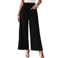 thumbnail image 2 of Women'S Lounge Pants Elastic Waist Casual Beach Trousers with Pockets Black L, 2 of 6