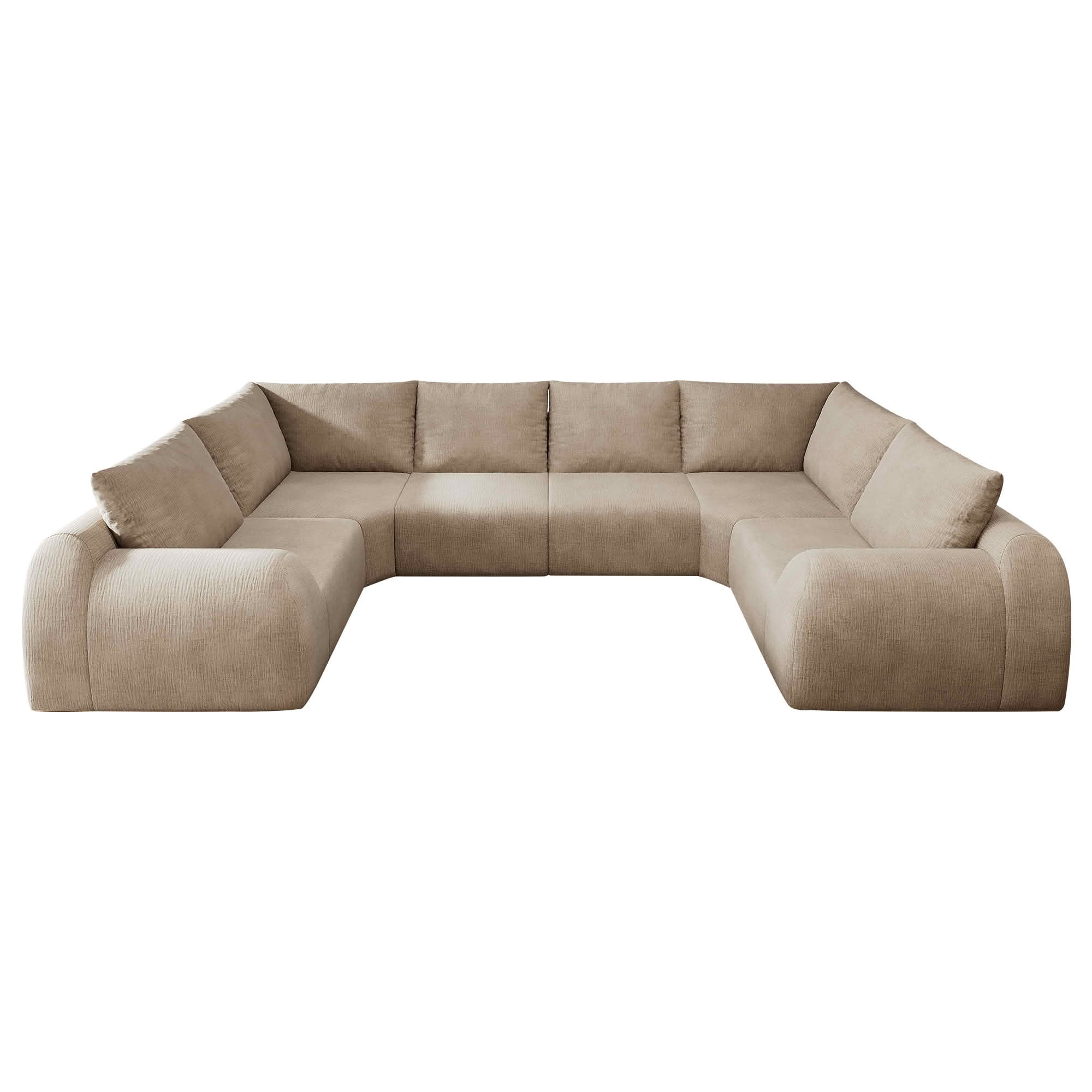 MAYEERTY 135.5 Inch 6-Seat U Shape Cloud Modular Sectional Sofa, Vacuum Compressed Chenille Fabric Couch, No Assembly Needed for Living Room