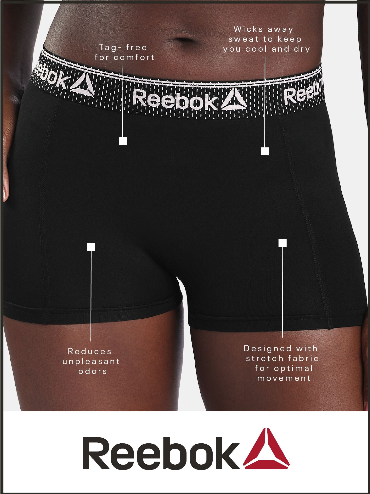 Reebok Women’s Pro-Series Boyshort Underwear, 3-Pack, Size S - 2XL