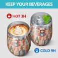 thumbnail image 4 of 12oz Stemless Wine Tumblers Multicolor Christmas Icon Pattern Vacuum Insulated Stainless Steel Travel Tumbler Cups Mug with Lid and Straw for Champaign,Cocktail,Beer with Cleaning Brush, 4 of 5