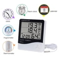 thumbnail image 4 of Termómetro digital, higrómetro, reloj despertador, Monitor de temperatura de humedad, calendario de calibre para cocina, oficina, restaurantes, sala, 4 of 8