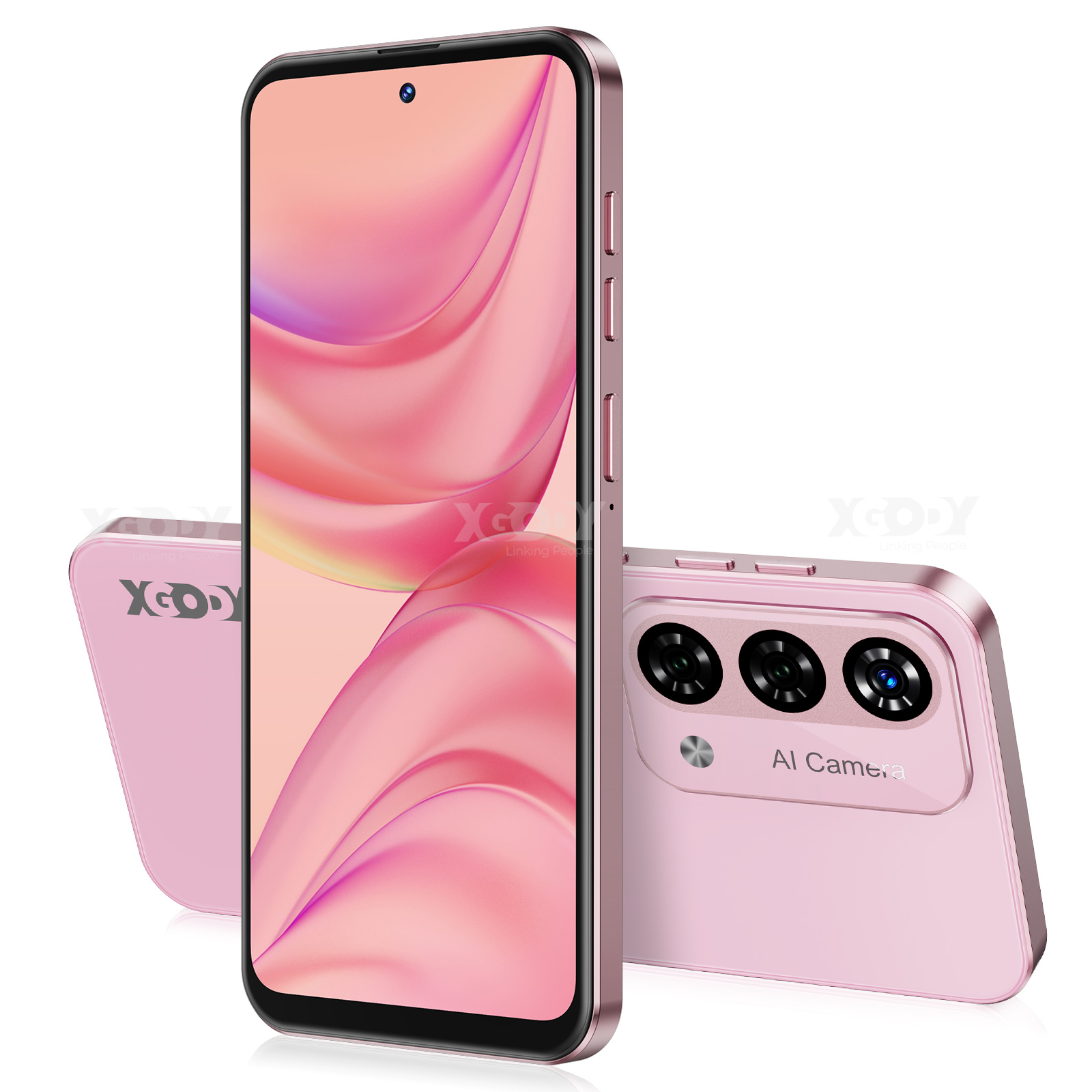 XGODY Mate 60 Unlocked Cell Phone,5280mAh 128GB Android Phone, 6.79" Incell Screen Smartphones, Mobile Phone,Pink