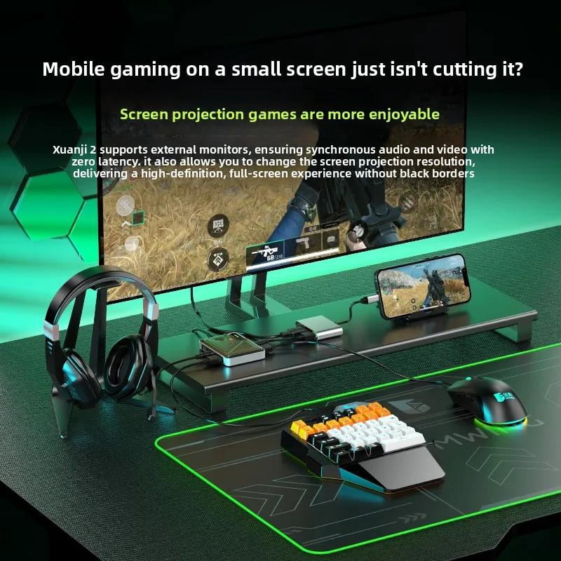Xuanji 2 iOS Gaming Mouse & Keyboard Adapter, 1000Hz Polling Rate, No Jailbreak Required, with Anti-Recoil & Custom Keys for PUBG Mobile, Call of Duty Mobile, VALORANT, Delta Force & More