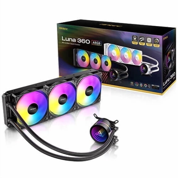 Antec Luna 360 ARGB AIO Liquid CPU Cooler, 3x120mm PWM ARGB Fans