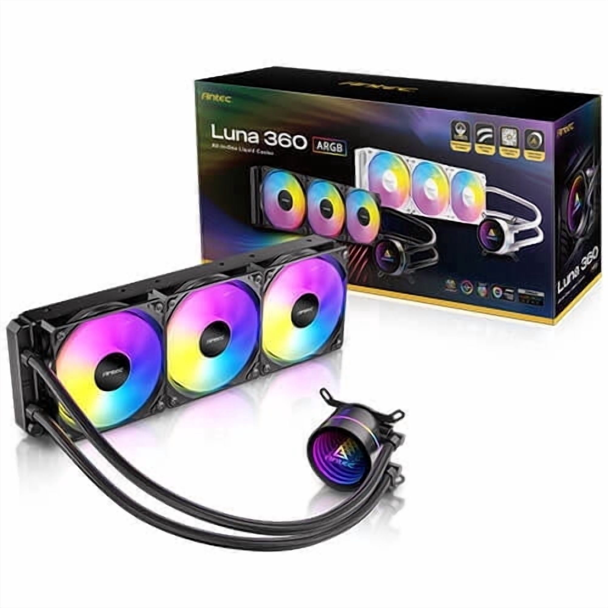 Antec Luna 360 ARGB AIO Liquid CPU Cooler, 3x120mm PWM ARGB Fans