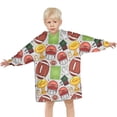 thumbnail image 3 of Gray Football Elements Pattern Blanket Hoodies for Kids 6-13YR Oversize Wearable Blanket Hoodies for Boys Girls Teens, 3 of 7