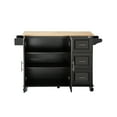 thumbnail image 6 of Kitchen Island & Kitchen Cart, Mobile Kitchen Island with Extensible Rubber Wood Table Top,adjustable Shelf Inside Cabinet,3 Big Drawers, with Spice Rack, Towel Rack, Black-Beech Black, 6 of 9