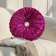 thumbnail image 6 of XIA0LE Halloween Decorative Round Pleated Throw Pillows, 14.5" Classy Accent Pumpkin Throw Pillows With Center Button, Vintage Velvet Floor Pillows For Sofa Vanity Chair Bed,Purple, 6 of 6