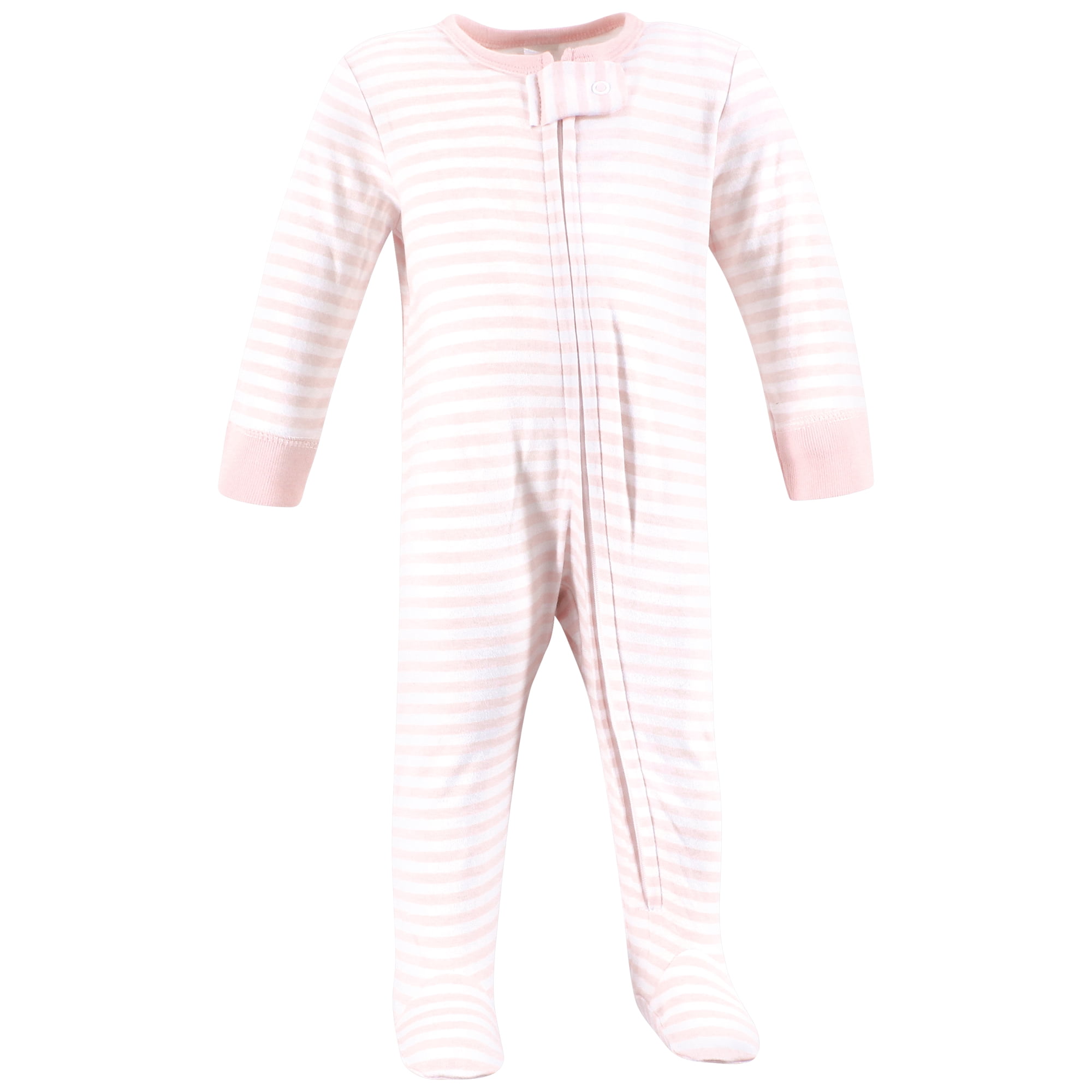 Hudson Baby Infant Girls Cotton Sleep and Play, Pink Bows, Newborn