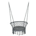thumbnail image 1 of Outsunny Hanging Hammock Chair, Cotton Rope Porch Hammock Swing with Metal Frame and Cushion, Large Macrame Seat for Patio, Garden, Bedroom, Living Room,  Dark Grey, 1 of 10