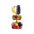 thumbnail image 1 of Cesta de fruta de doble capa colgante de hierro con forma de plátano, estante de cocina, organizador para sala de estar, cesta de fruta desmontable, 1 of 14