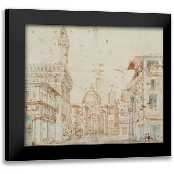 Peruzzi, Baldassare 13x12 Black Modern Framed Museum Art Print Titled - Firenze Perspective