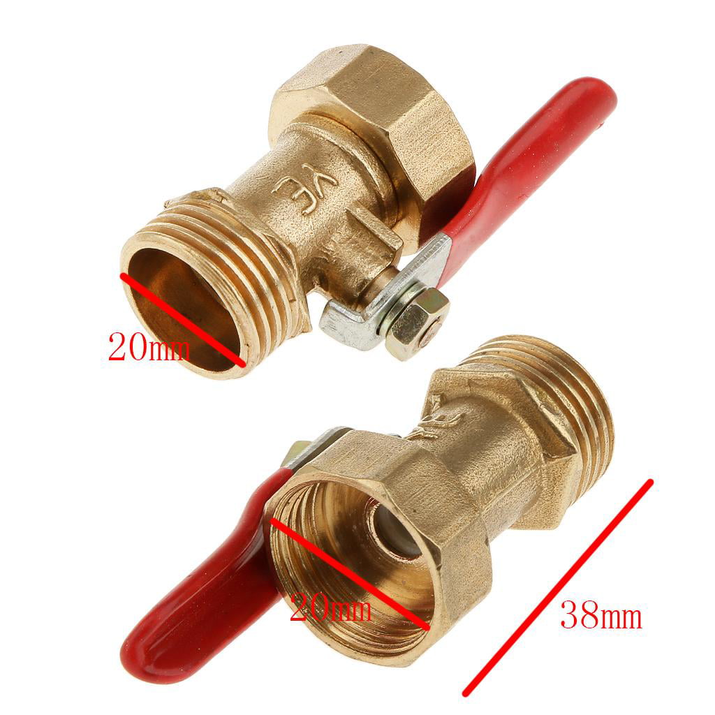 3/8 Male to Female Thread Brass Ball Valve Full Port 16mm-Red Lever Handle 