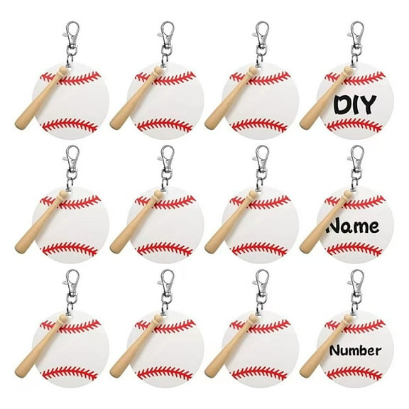 36Pcs Acrylic Baseball Softball Keychain Blank Kit with Lobster Clasp Accessory