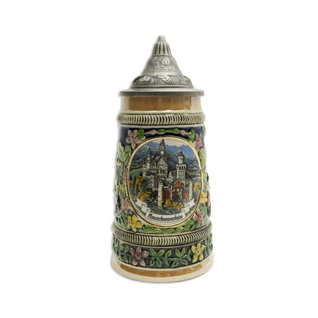 Oktoberfest Haus .55 Liter German Neuschwanstein Castle Beer Stein with Metal Lid