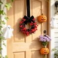 thumbnail image 5 of JIANGHUI Halloween Wreath - 8.6 Inch Small Halloween Wreaths with Bow,Decorative Hanging Wreath for Front Door,Cabinet,Window,Wall Decor,Fall Wreath for Thanksgiving Halloween Decor(C), 5 of 5