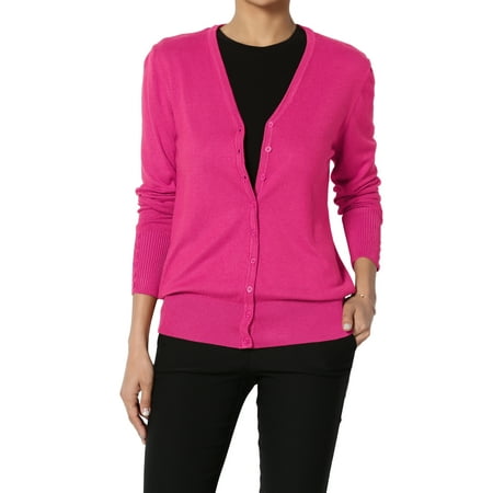 - TheMogan Women's S~XL V-Neck Button Down Long Sleeve Soft Knit Sweater Cardigan