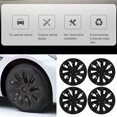 thumbnail image 4 of 4 Pcs Wheel Hub Cap 18in Wheel Hub Full Wrap Rim Cover Trim Protector Replacement for Tesla Model 3 2017 to 2023 Glossy Black, 4 of 14