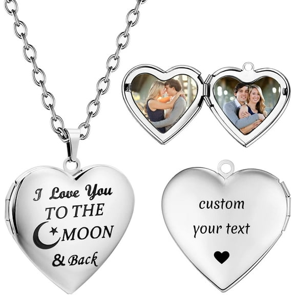 Heart Locket Necklace That Holds Pictures Silver Locket Necklace Custom Photo Lockets For Women Personalized Birth Flower Necklace For Women[o7381]