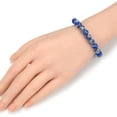 thumbnail image 3 of Natural Blue Sea Sediment Jasper 8mm Round Shape Smooth Cut Beads Stretchable Bracelet for Men & Women., 3 of 5