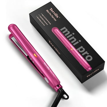 Terviiix 1/2" Mini Tourmaline Ceramic Flat Iron Hair Straightener with Adjustable Heating, Pink