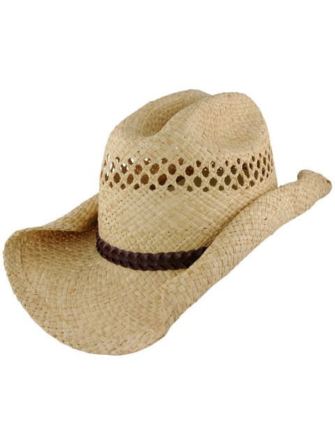 rolled brim straw cowboy hat