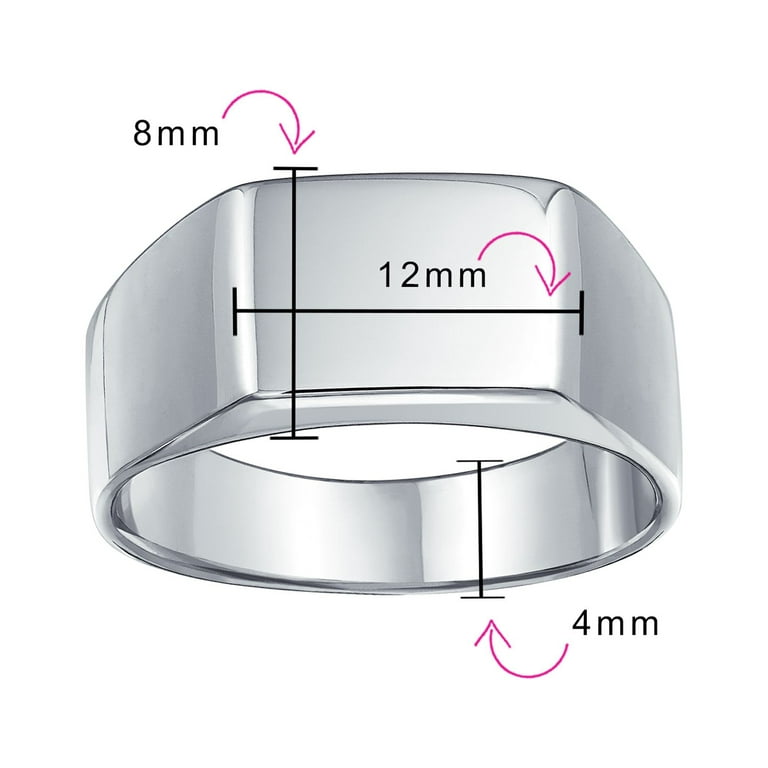 Simple Mens Wide Engravable Square Signet Ring .925 Sterling