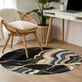 thumbnail image 4 of Round Rugs 3Ft, Black Marble Round Area Rug Washable Indoor Throw Carpet, Grey Gold Texture Vintage Farmhouse Art Small Non Slip Circle Rug for Bedroom Living Room Home Decor Aesthetic, 4 of 8