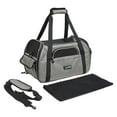 thumbnail image 4 of Transportín para mascotas de lado suave, cómodo, 17 pulgadas, para viajes en avión, bolsa de mano portátil para perros para animales pequeños, gatos, gatitos, cachorros, gris humo, 4 of 5