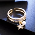 thumbnail image 6 of EOEMY Wedding Crystal Pearl Star Open Ring Adjustable Ring Pendant Women Jewelry Gift-Silver, 6 of 9