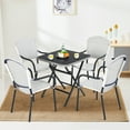 thumbnail image 3 of Patiojoy 5PCS Rattan Patio Dining Set All Weather Square Folding Table & 4 Stackable Chairs Set w/Tempered Glass Tabletop, 3 of 10
