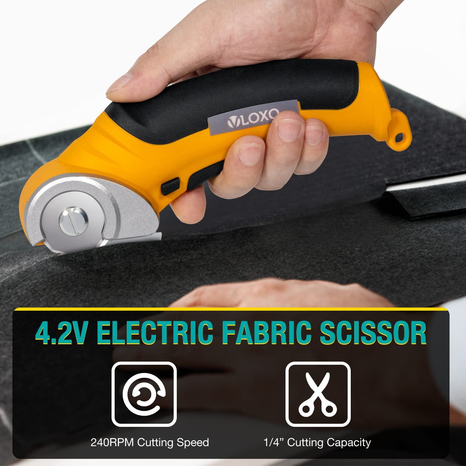  Cordless Electric Scissors, VLOXO Cardboard Cutter Electric  Fabric Scissors Box Cutter with Blades Rechargeable Powerful Fabric Cutter  for Crafts Leather Carboard Carpet Plastic Felt with Case Orange : Arts,  Crafts 