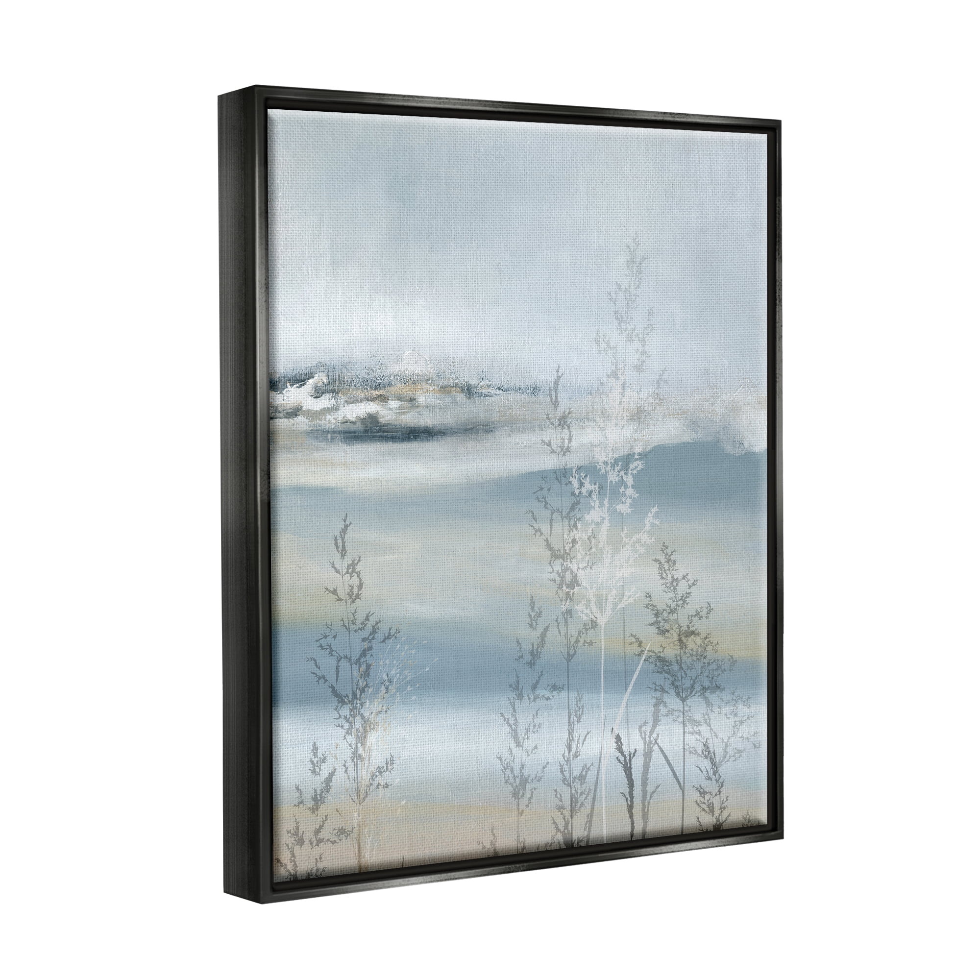 Stupell Industries Abstract Blue Landscape Abstract Painting Black Floater Framed Canvas Art Print Wall Art, 25 x 31