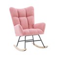 thumbnail image 6 of SYNGAR Modern Rocking Chair, Nursery Chair Teddy Fabric Upholstered Glider Rocker Comfy Accent Chair with High Backrest and Wood Curved Base for Living Room, Bedroom, Office, Pink, 6 of 11
