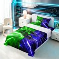 thumbnail image 3 of Erosebridal Race Car Twin Sheets, Speed Light Bedding, Green Blue 3-Piece (1 Flat Sheet, 1 Fitted Sheet and 1 Pillowcase), 3 of 6