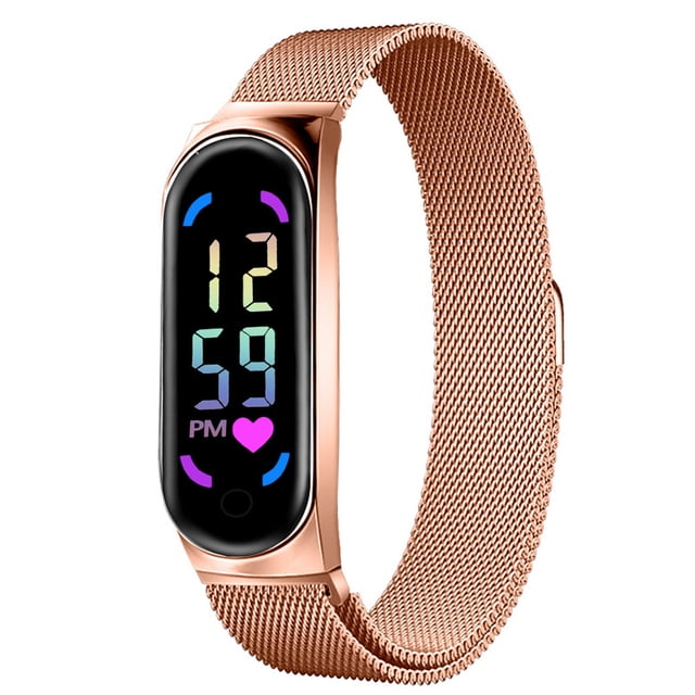 Pulsera electrónica LED con hebilla magnética Milán con reloj electrónico digital de color amor