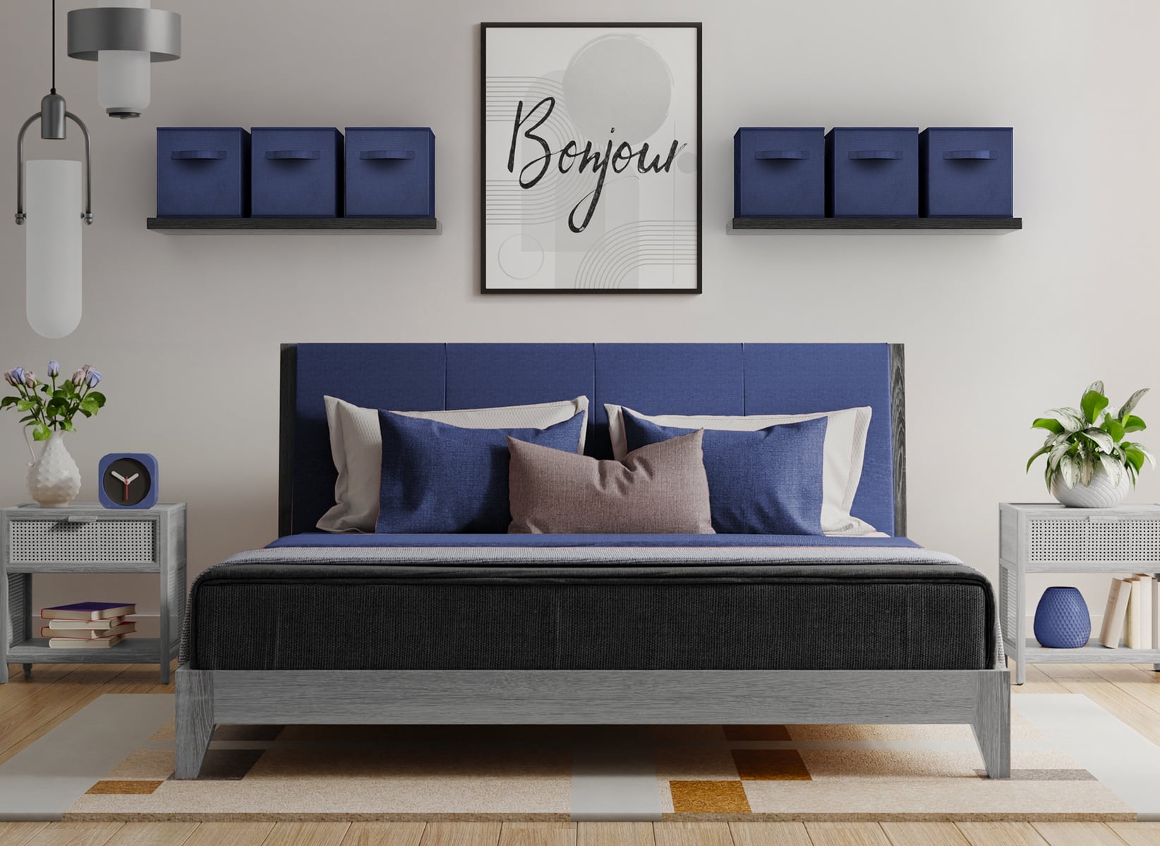 Sorbus Collapsible Fabric Cube Storage Bin (13" x 13"), Navy Blue