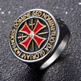 thumbnail image 3 of Bagues Templiers Dominateurs pour Hommes Couleur Argent Acier Inoxydable Croix Rouge Incrustée de Zircon Cubique Bague Homme Bijou Cadeau, 3 of 5