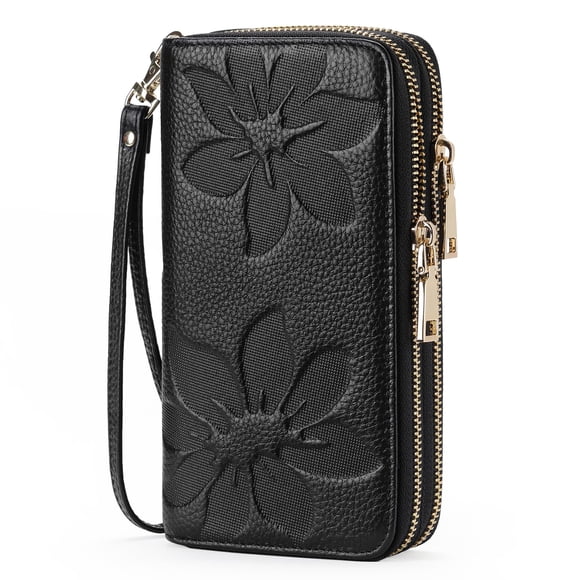 Cartera GOIACII para mujer, piel, gran capacidad, RFID, color negro
