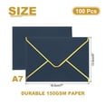 thumbnail image 2 of Uxcell 100 Pack A7 Envelopes, 5x7 Card V Flap Envelope Round Edge Valentine Envelopes with Gold Border for Office Wedding Card Invitations Graduation Party Gift, Dark Blue, 2 of 8