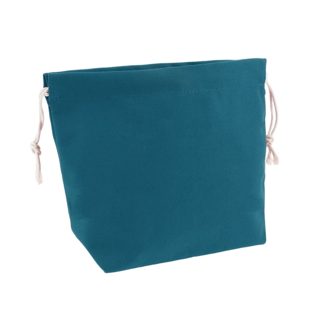 Bolsa de maquillaje pequeña con cordón para mujeres Unique Bargains para actividades al aire libre, viajes y vacaciones, lona azul pavo real-M